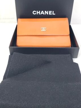 Chanel Orange Wallet with CC Logo